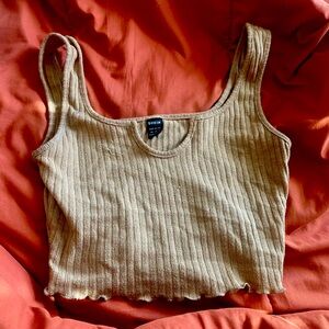 SHEIN Cream Ribbed Crop Tank Top